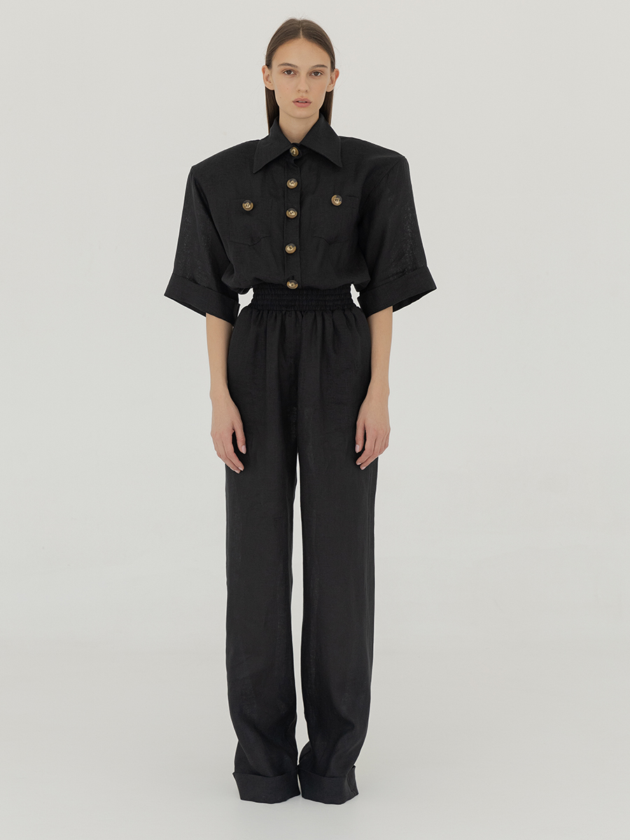 Riviera Black Linen Jumpsuit